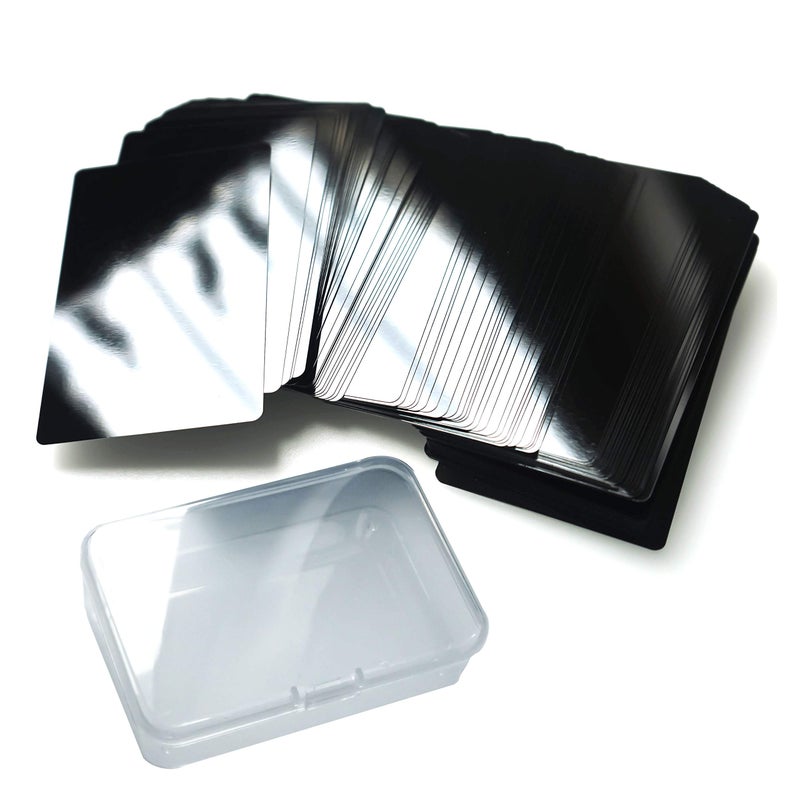 RXBC2011 50pcs Thicken Blank Metal Business Cards Laser Engraving Aluminum black Thickness 0.42mm - Image 1